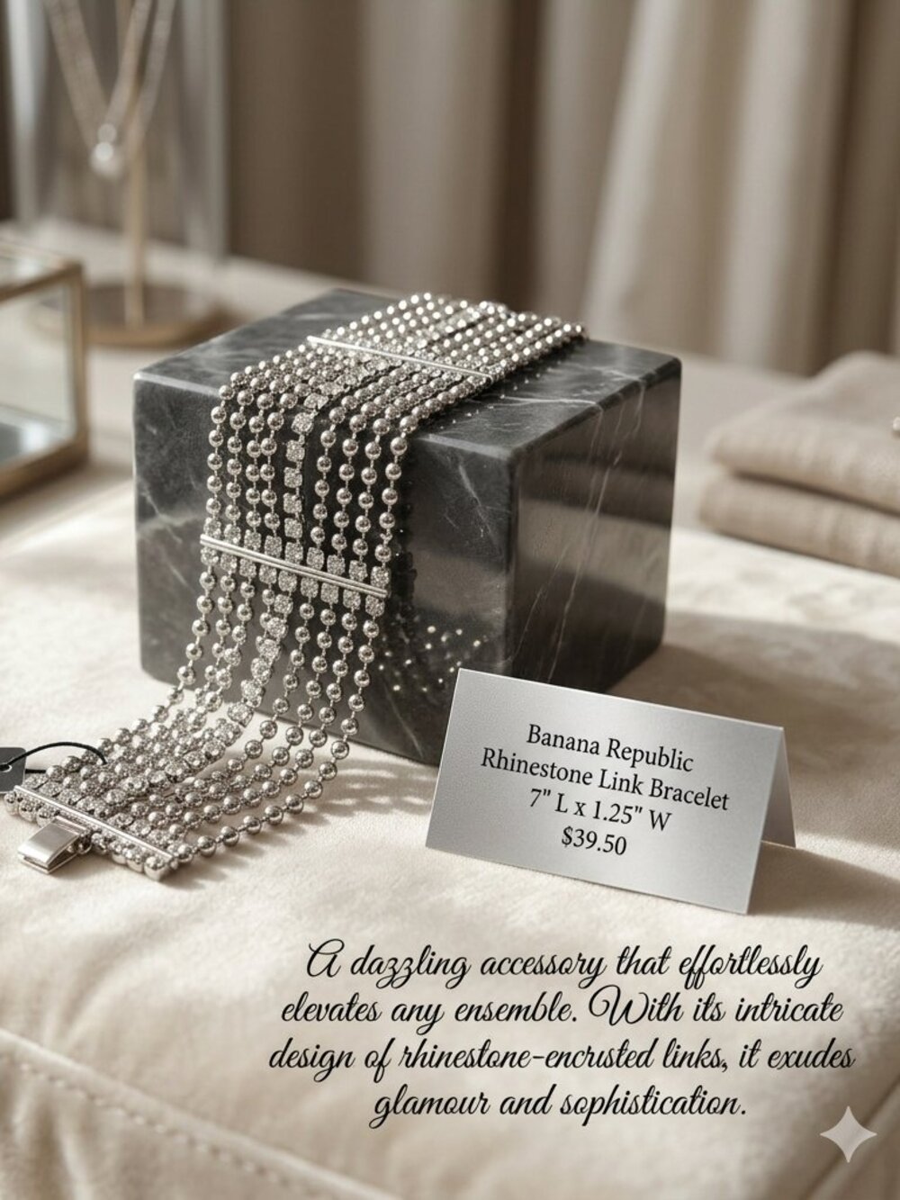Banana Republic silver link rhinestone bracelet